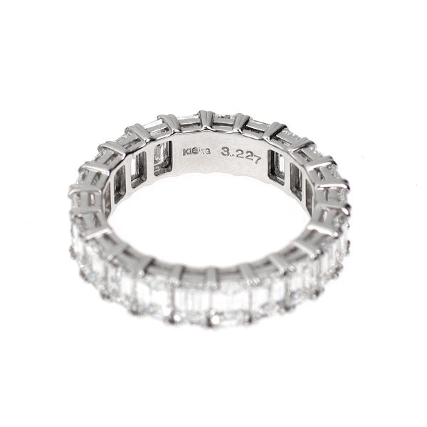 K18WG エメラルドカット ダイヤモンド ピンキーリング 3.227ct フルエタニティ
