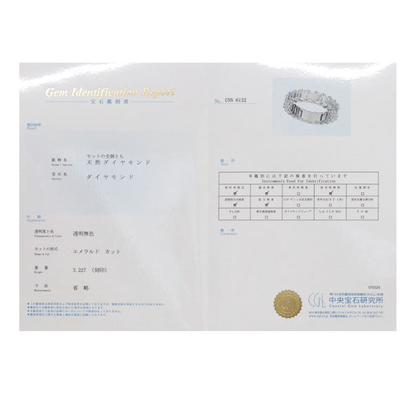 K18WG エメラルドカット ダイヤモンド ピンキーリング 3.227ct フルエタニティ