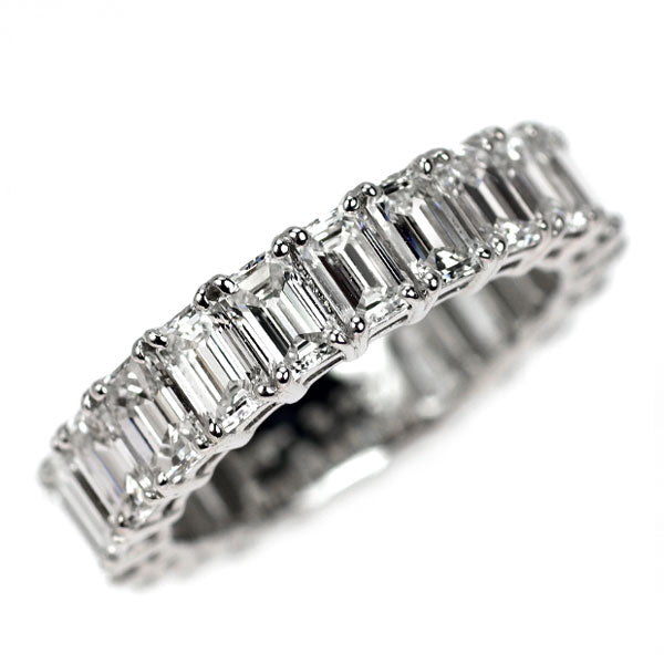 K18WG エメラルドカット ダイヤモンド ピンキーリング 3.227ct フルエタニティ