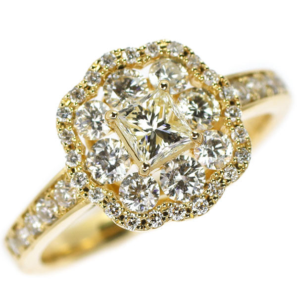 K18YG プリンセスカット ダイヤモンド リング 0.356ct D0.83ct