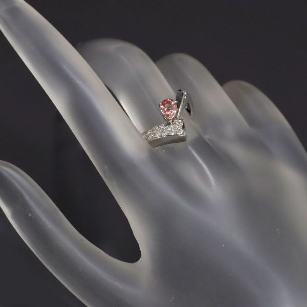 希少 Pt900 ペアシェイプ パパラチアサファイア ダイヤモンド リング 0.503ct D0.26ct