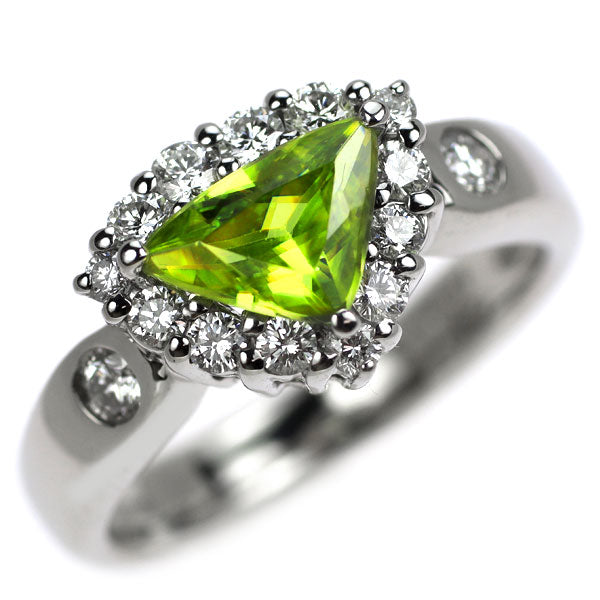 Pt900 スフェーン ダイヤモンド リング 0.87ct D0.47ct