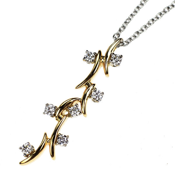スタージュエリー K18YG/WG ダイヤモンド ペンダントネックレス 0.19ct 植物