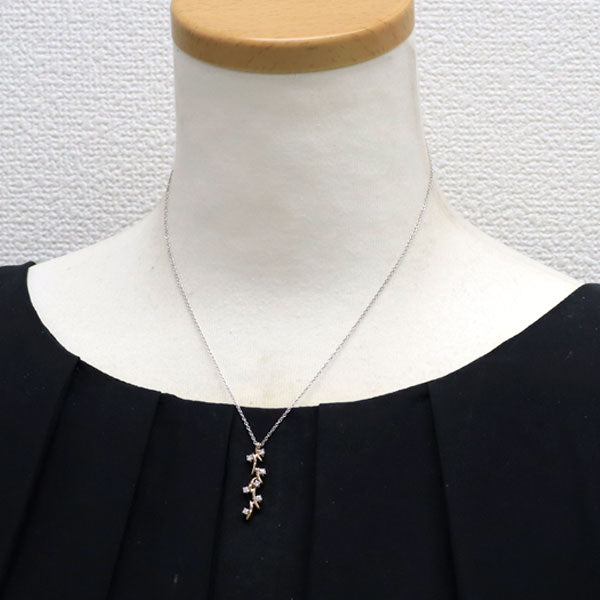 スタージュエリー K18YG/WG ダイヤモンド ペンダントネックレス 0.19ct 植物