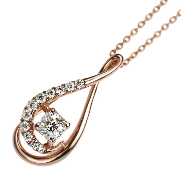 K18PG ダイヤモンド ペンダントネックレス 0.252ct D0.16ct