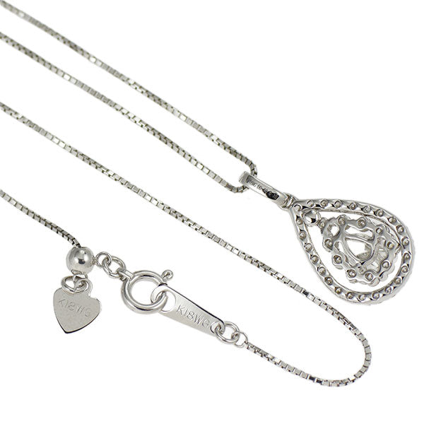 K18WG ペアシェイプ ダイヤモンド ペンダントネックレス 0.28ct D0.40ct