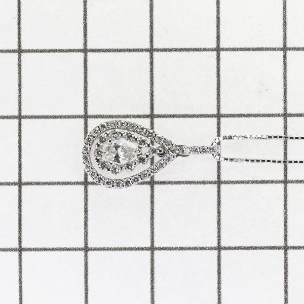 K18WG ペアシェイプ ダイヤモンド ペンダントネックレス 0.28ct D0.40ct