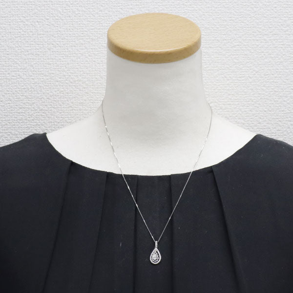 K18WG ペアシェイプ ダイヤモンド ペンダントネックレス 0.28ct D0.40ct