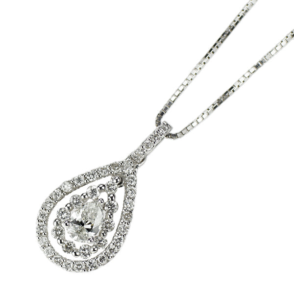 K18WG ペアシェイプ ダイヤモンド ペンダントネックレス 0.28ct D0.40ct