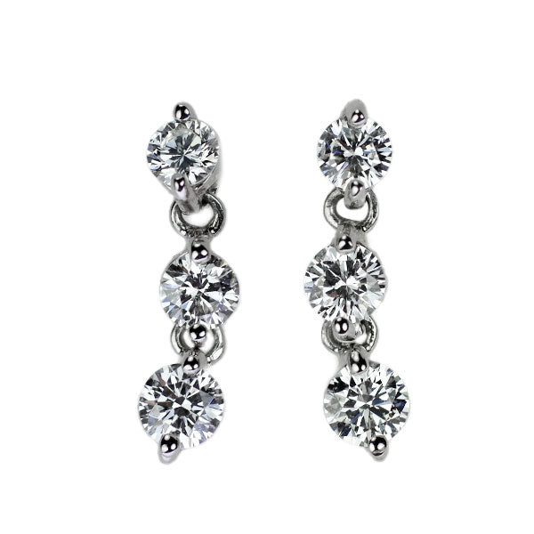 Pt900/K14WG ダイヤモンド ピアス 0.50ct スリーストーン