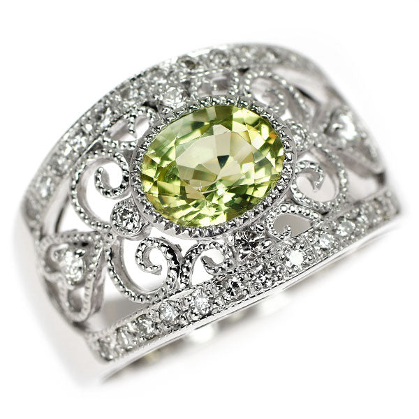 K18WG ゾイサイト ダイヤモンド リング 1.192ct D0.343ct