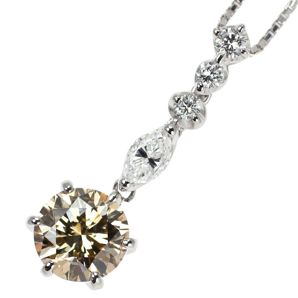Pt900/K18WG ダイヤモンド ペンダントネックレス 2.038ct 0.45ct