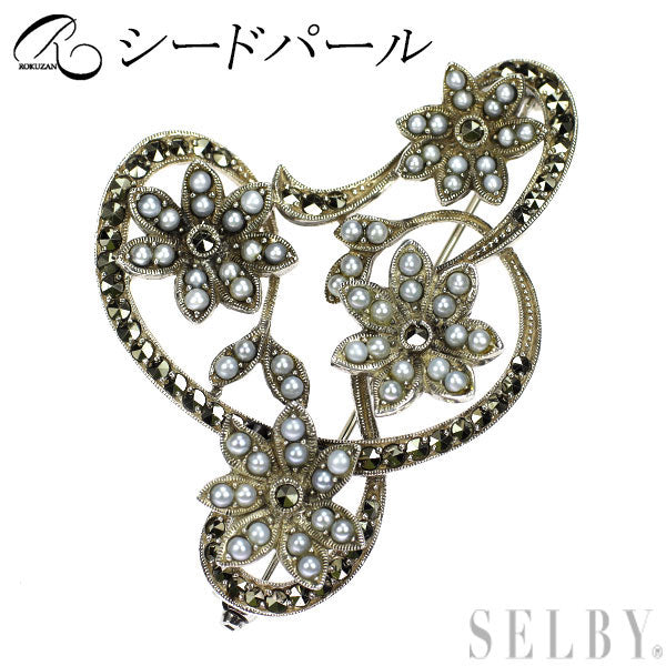 SV シードパール マルカジット ブローチ 植物 フラワー