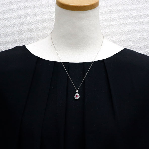 新品 Pt レッドベリル ダイヤモンド ペンダントネックレス 0.230ct D0.51ct 【エスコレ】
