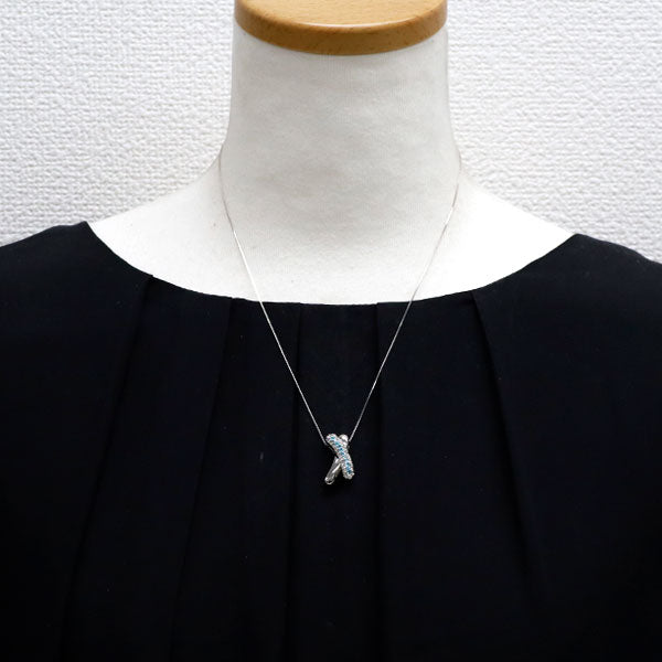 K18WG パライバトルマリン ダイヤモンド ペンダントネックレス 0.11ct D0.37ct パヴェ 【エスコレ】