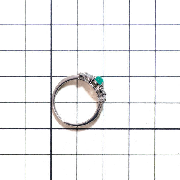 Pt900 エメラルドキャッツアイ ダイヤモンド リング 0.454ct 0.19ct