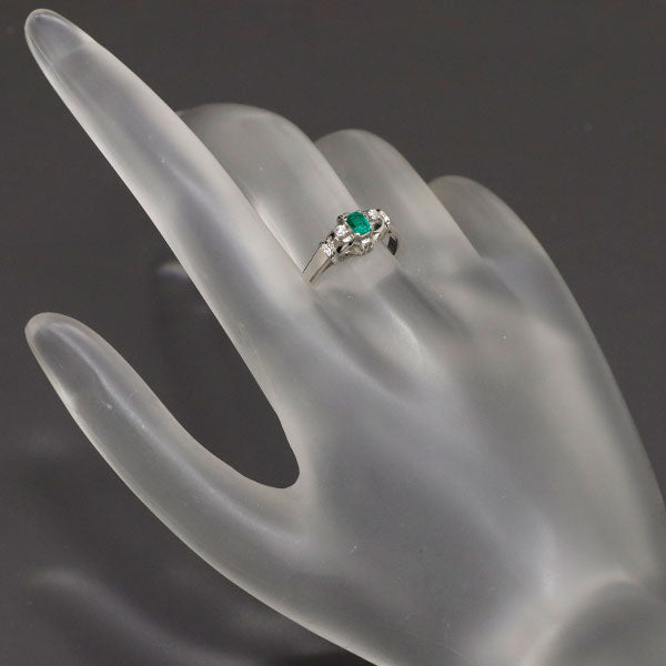 2024新発 Pt850 陽刻 D0.21ct 0.235ct リング ダイヤモンド エメラルド アクセサリー