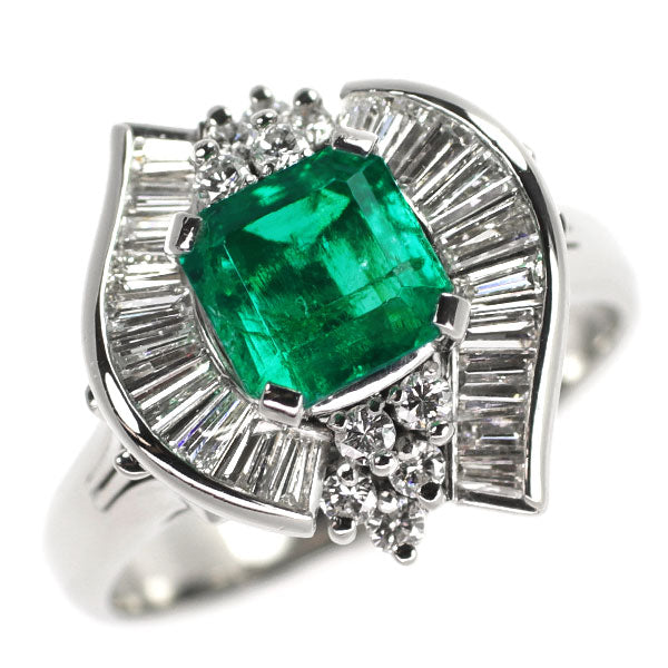 Pt900 エメラルド ダイヤモンド リング 1.20ct D0.79ct