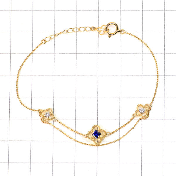 K18YG サファイア ダイヤモンド ブレスレット 0.17ct D0.10ct フラワー