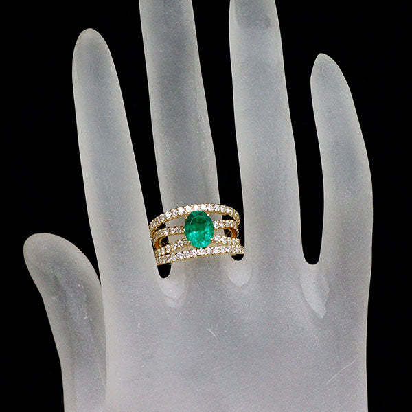 K18YG エメラルド ダイヤモンド リング 1.51ct D1.18ct