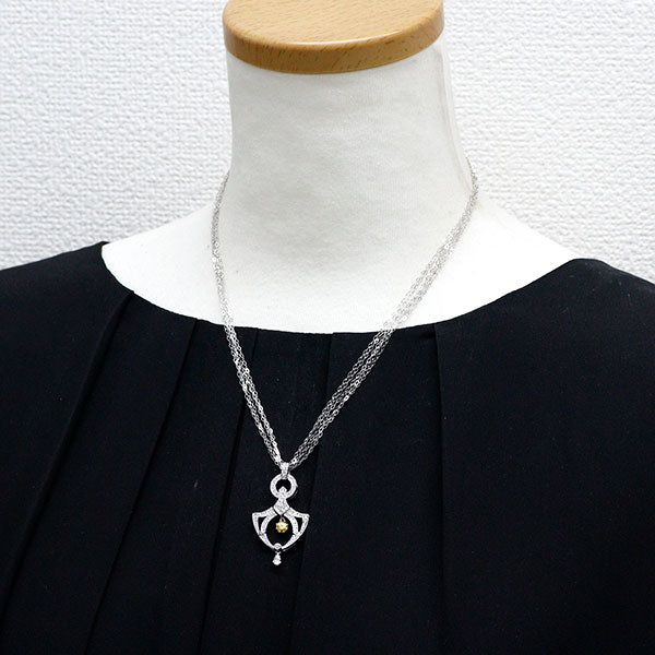 K18WG トリートイエローダイヤモンド ペンダントネックレス 0.313ct D0.534ct