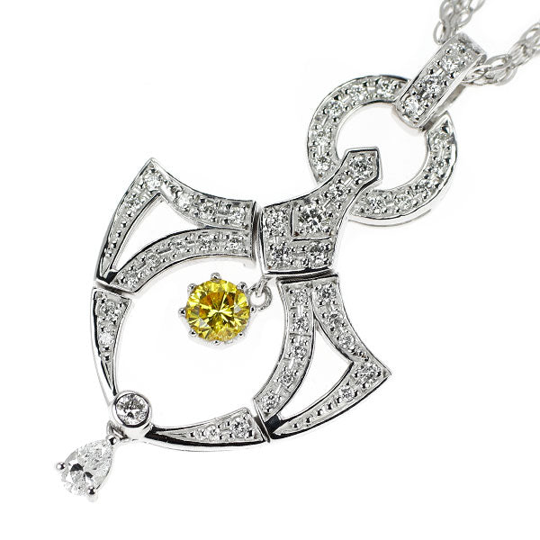 K18WG トリートイエローダイヤモンド ペンダントネックレス 0.313ct D0.534ct