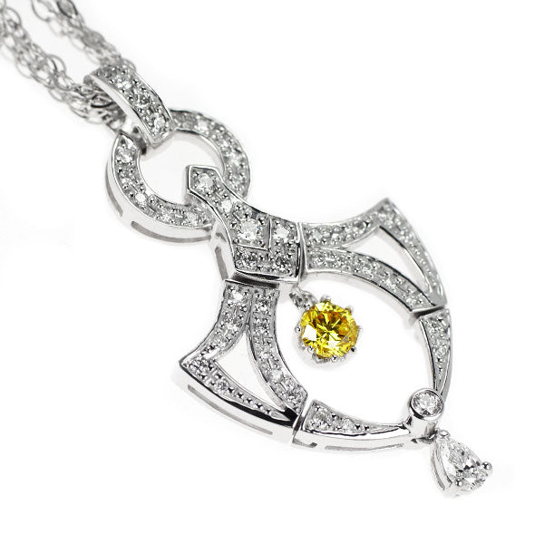 K18WG トリートイエローダイヤモンド ペンダントネックレス 0.313ct D0.534ct