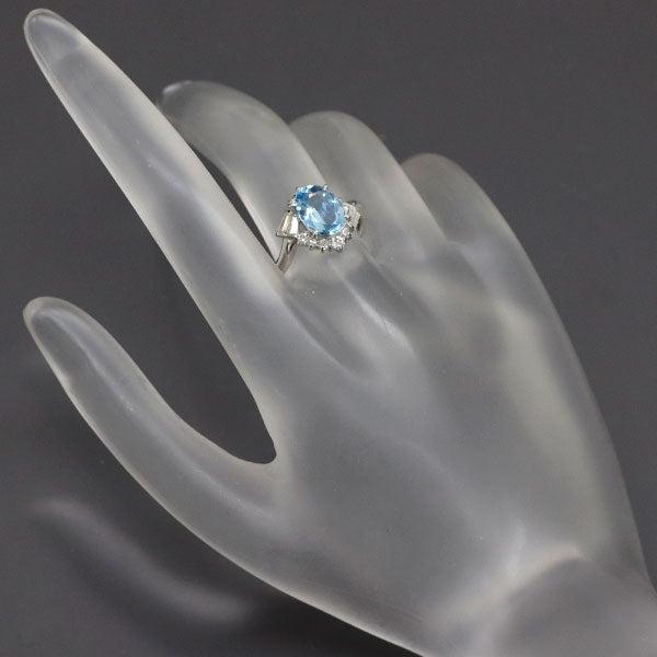 Pt900 アクアマリン ダイヤモンド リング 1.612ct D0.47ct