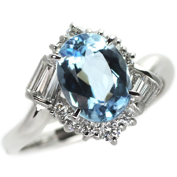 Pt900 アクアマリン ダイヤモンド リング 1.612ct D0.47ct