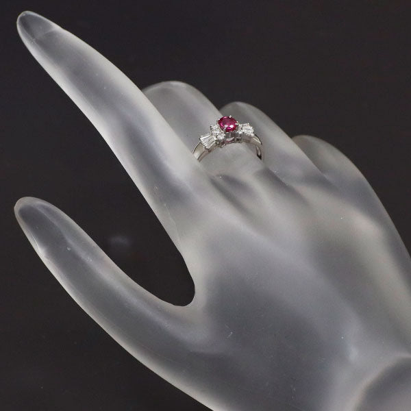 Pt900 ルビー ダイヤモンド リング 0.38ct D0.25ct
