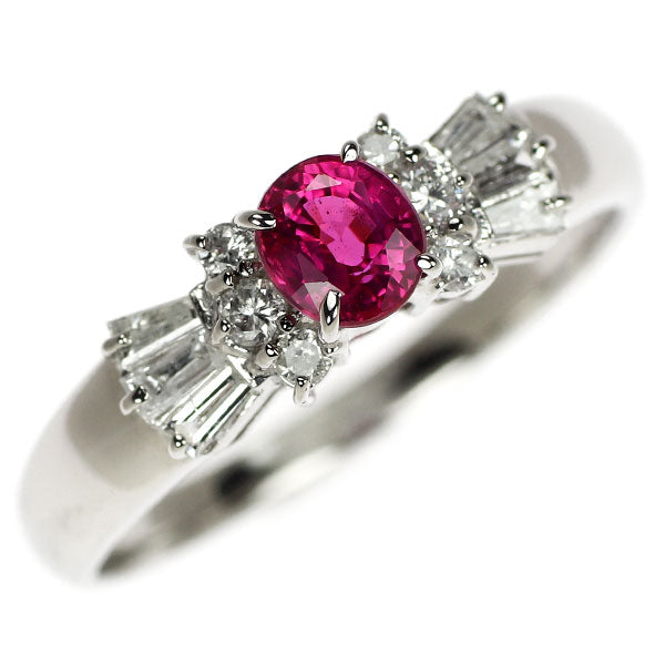 Pt900 ルビー ダイヤモンド リング 0.38ct D0.25ct