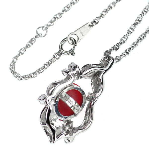 品良く着こなすため Pt900/Pt850 珊瑚 0.50ct ペンダントネックレス ダイヤモンド その他
