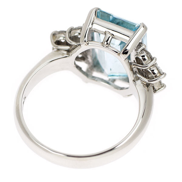 Pt900 サンタマリア アクアマリン ダイヤモンド リング 0.56ct