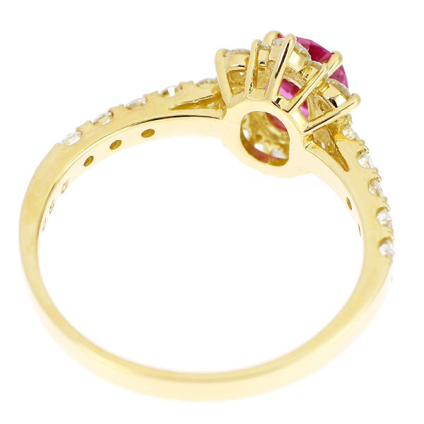 K18YG スリランカ産非加熱 ピンクサファイア ダイヤモンド リング 0.823ct D0.50ct