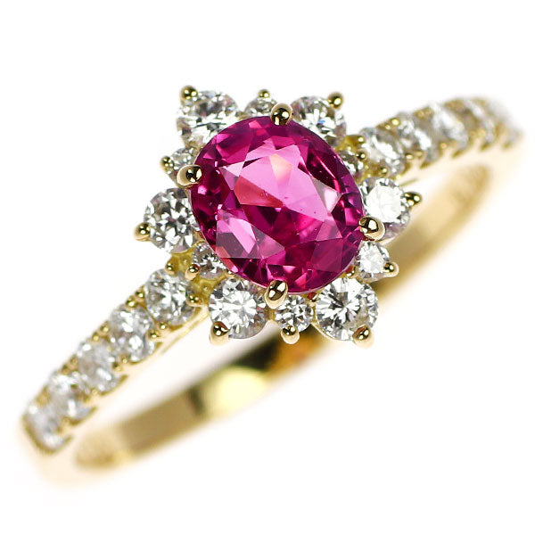 K18YG スリランカ産非加熱 ピンクサファイア ダイヤモンド リング 0.823ct D0.50ct