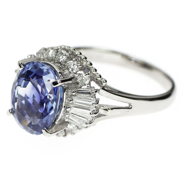 Pt900 マダガスカル産 非加熱サファイア ダイヤモンド リング 4.40ct D0.68ct