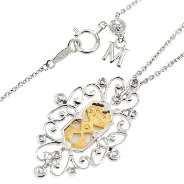 ミキモト K18YG/WG シェル ダイヤモンド ペンダントネックレス D0.21ct ピクウェ