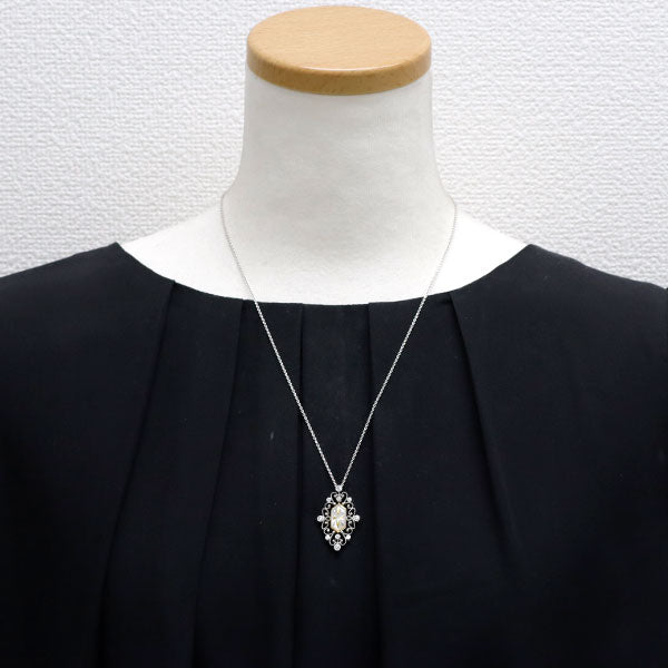 ミキモト K18YG/WG シェル ダイヤモンド ペンダントネックレス D0.21ct ピクウェ