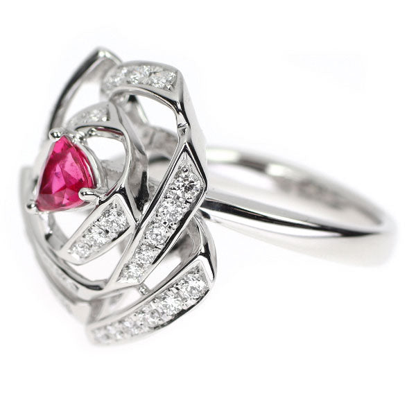田崎真珠 K18WG ピンク トルマリン ダイヤモンド リング 0.43ct D0.36ct 薔薇 バラ ローズ