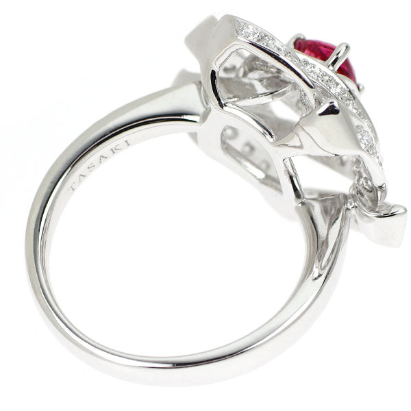 田崎真珠 K18WG ピンク トルマリン ダイヤモンド リング 0.43ct D0.36ct 薔薇 バラ ローズ