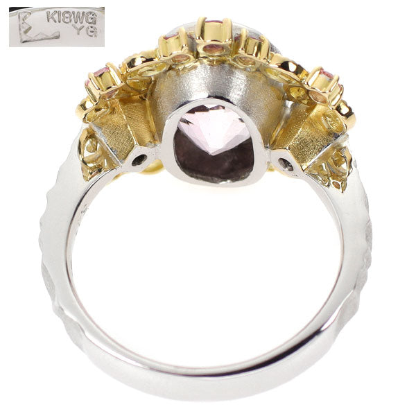 若菜英司 K18YG/WG クンツァイト ピンクサファイア ダイヤモンド リング 5.41ct PS0.40ct D0.07ct