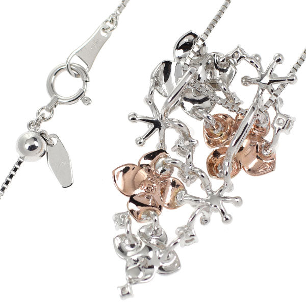 K18WG/PG ダイヤモンド ペンダントネックレス 0.31ct フラワー