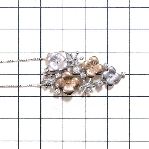 K18WG/PG ダイヤモンド ペンダントネックレス 0.31ct フラワー