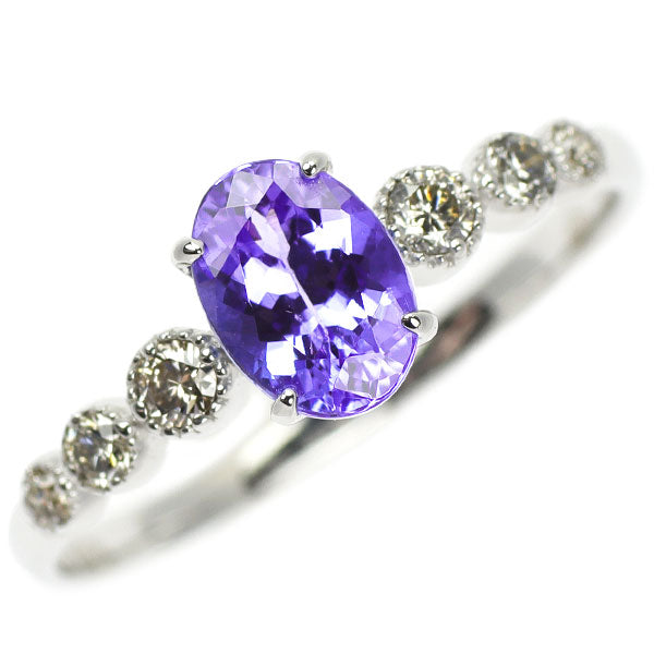 K18WG タンザナイト ダイヤモンド リング 0.88ct D0.17ct
