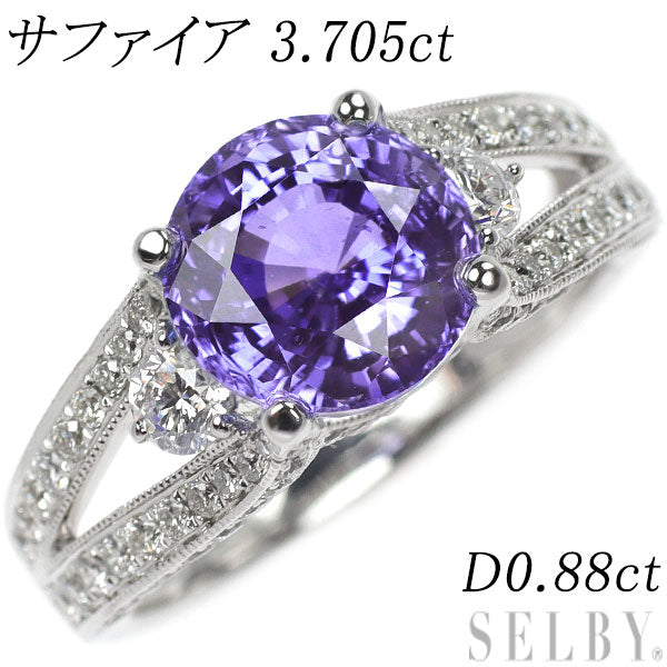 K18WG サファイア ダイヤモンド リング 3.705ct D0.88ct