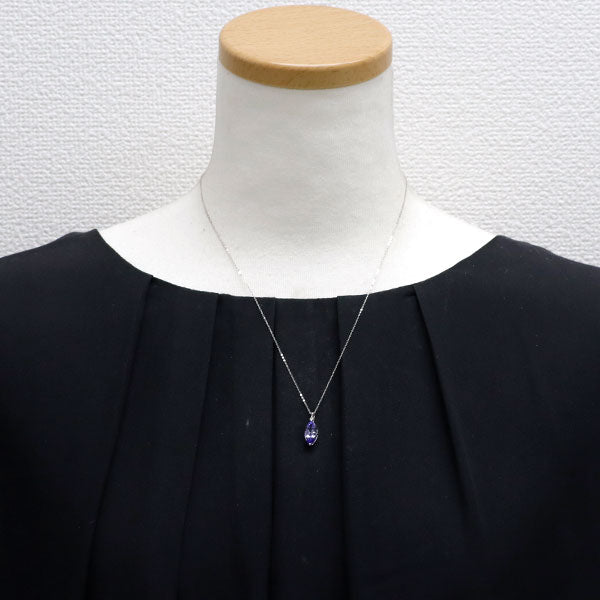 Pt タンザナイト ダイヤモンド ペンダントネックレス 1.50ct D0.02ct