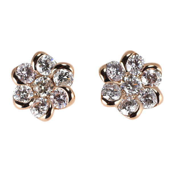 K18PG 天然ピンクダイヤモンド ピアス 0.60ct フラワー