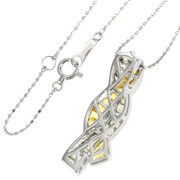 K18WG イエロー/グリーン サファイア ペンダントネックレス 2.00ct