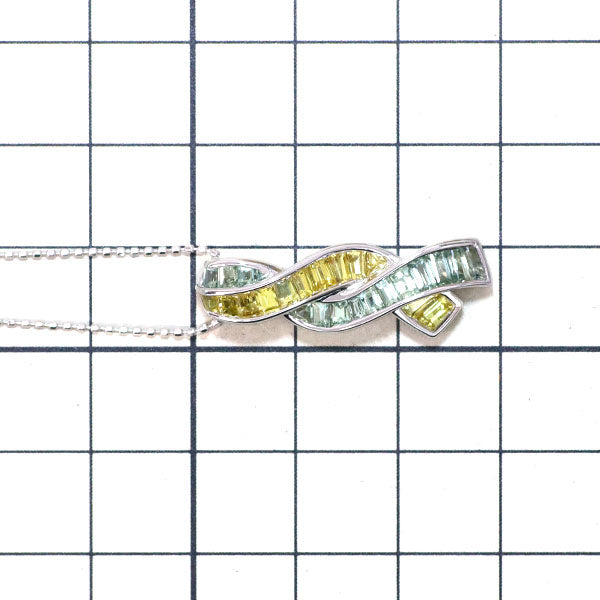 K18WG イエロー/グリーン サファイア ペンダントネックレス 2.00ct