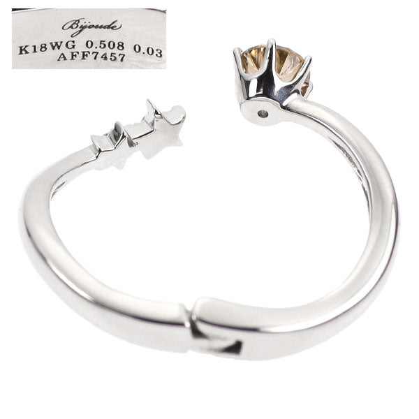 Bijoude/ビジュード K18WG ブラウンダイヤモンド  リング 0.508ct FLB SI2 D0.03ct フリーサイズ